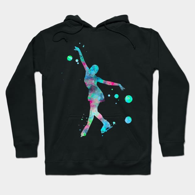 Figure Skating Watercolor Painting 1 Hoodie by Miao Miao Design